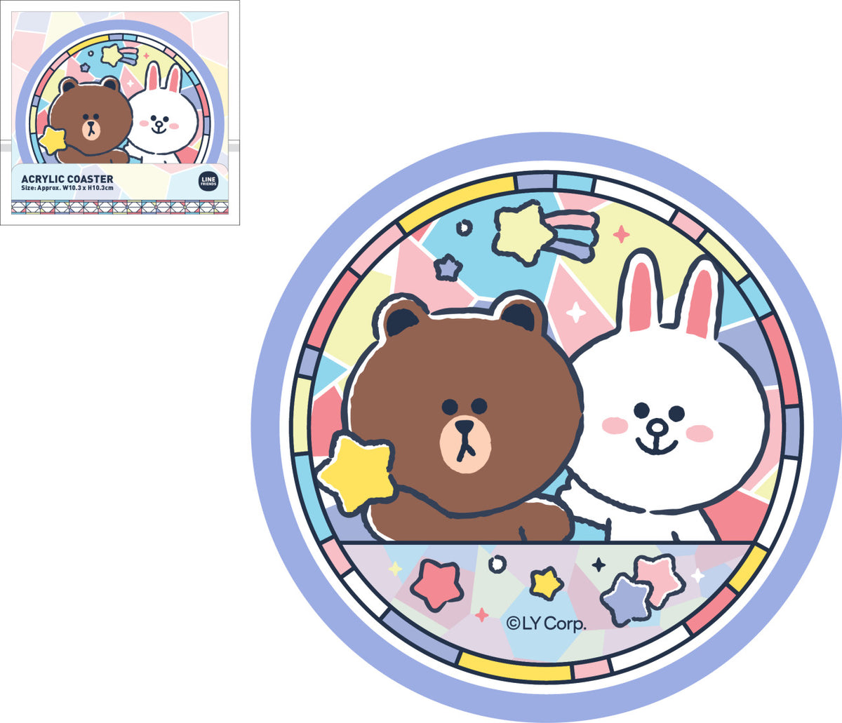 LINE FRIENDS© HK711 Stained Glass Coaster