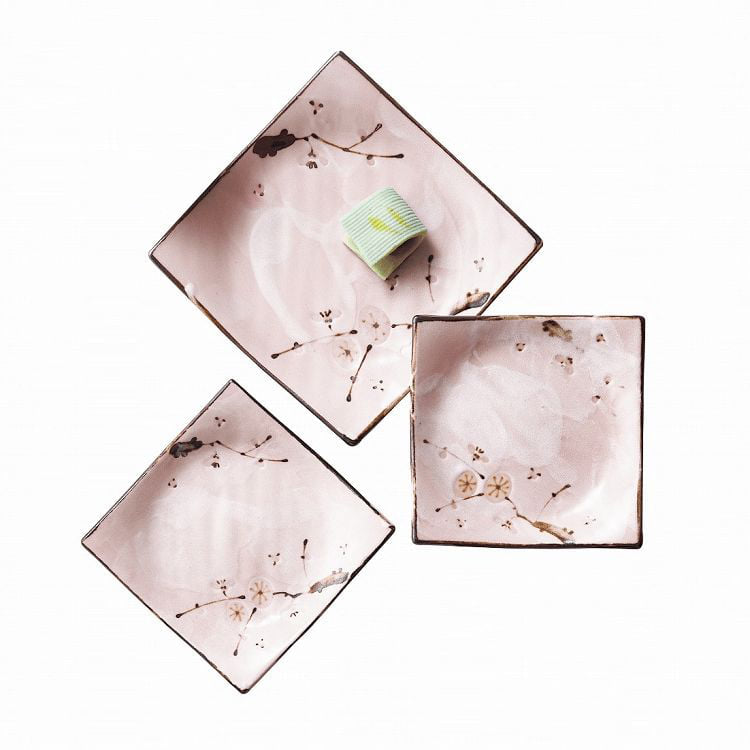 Square Shape Sakura Plate Set -7in1 (Made In Japan)