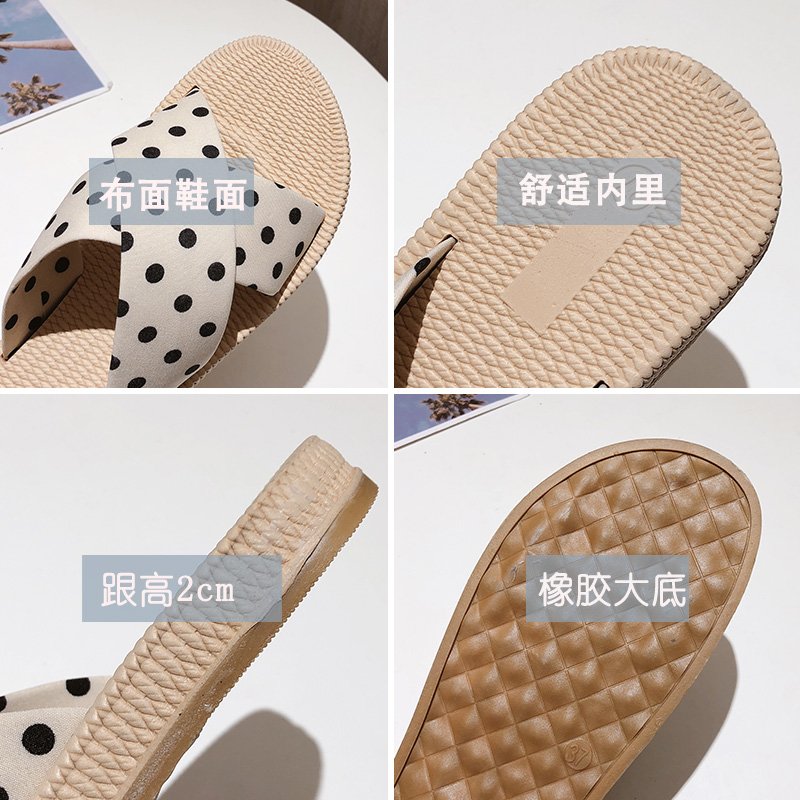 Pokka Dot Beige Slippers