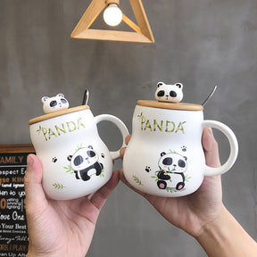 Panda Mug With Lid & Spoon 400ml