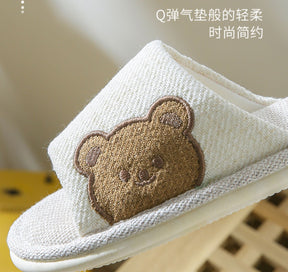 Bear Side Slippers (Blue Brown & Grey)