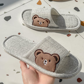 Bear Side Slippers (Blue Brown & Grey)