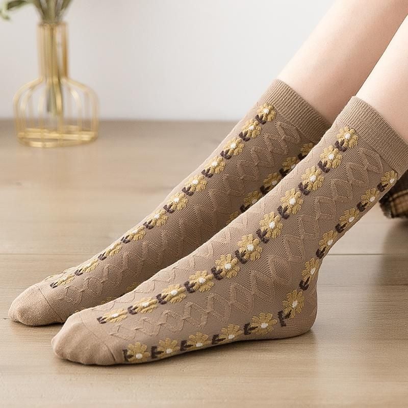 Fall Floral Ankle Socks 4in1