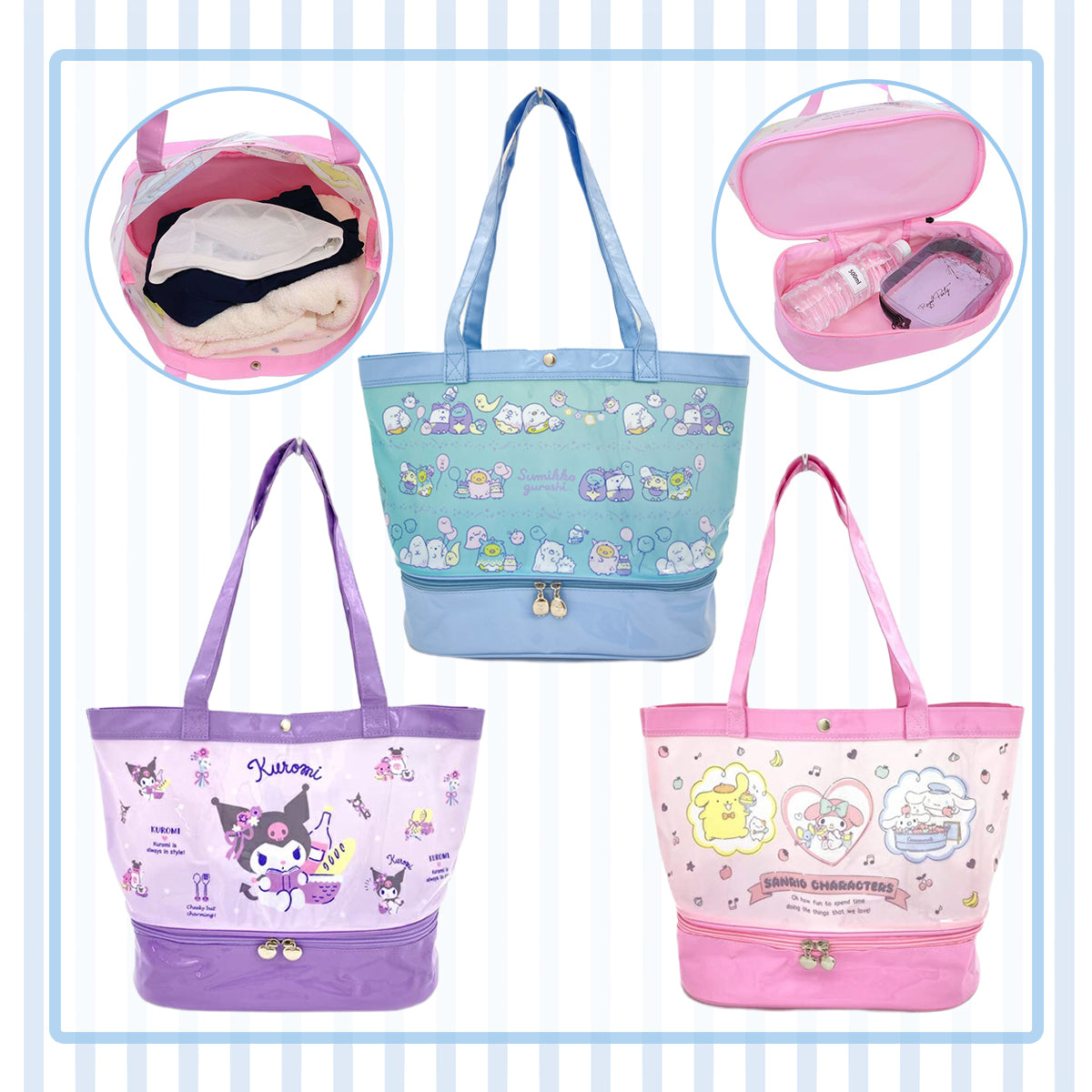 SANRIO©/SUMIKKO GURASHI© Bottom Zip Vinyl Tote Bag (Japan Edition)