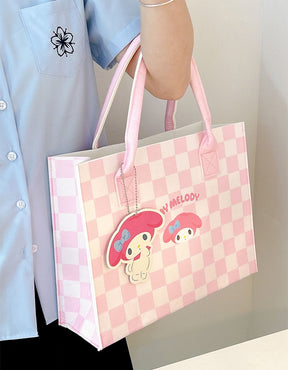 SANRIO© Character Checkers Pattern Felt Hand Bag