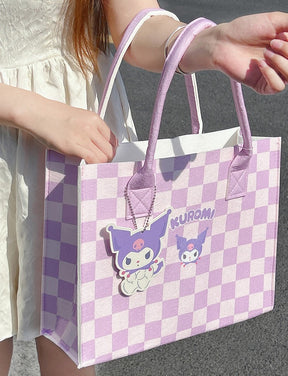 SANRIO© Character Checkers Pattern Felt Hand Bag