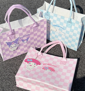 SANRIO© Character Checkers Pattern Felt Hand Bag