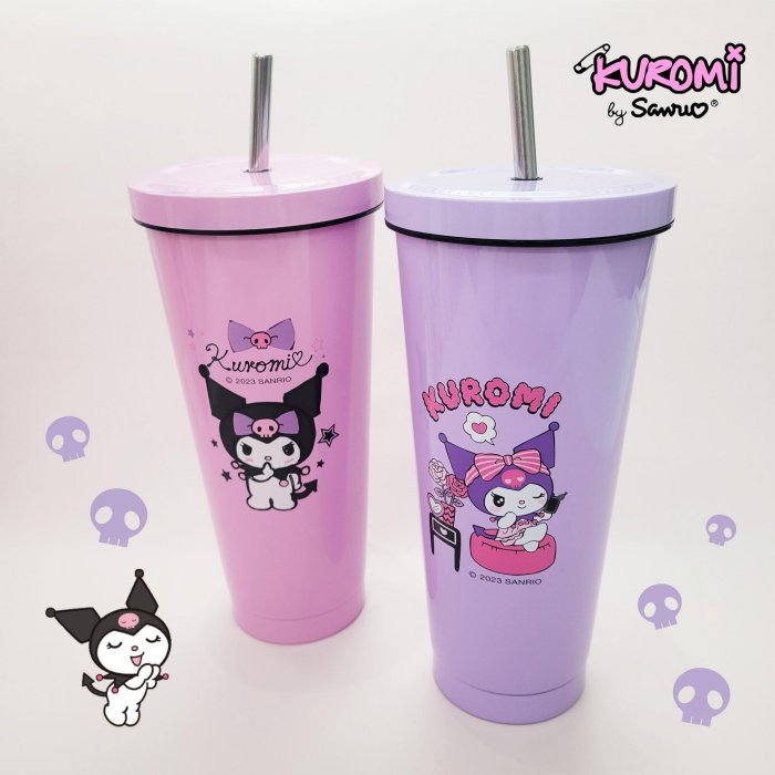 SANRIO© Kuromi Stainless Steel Cup With Straw 750ml (Taiwan Edition)