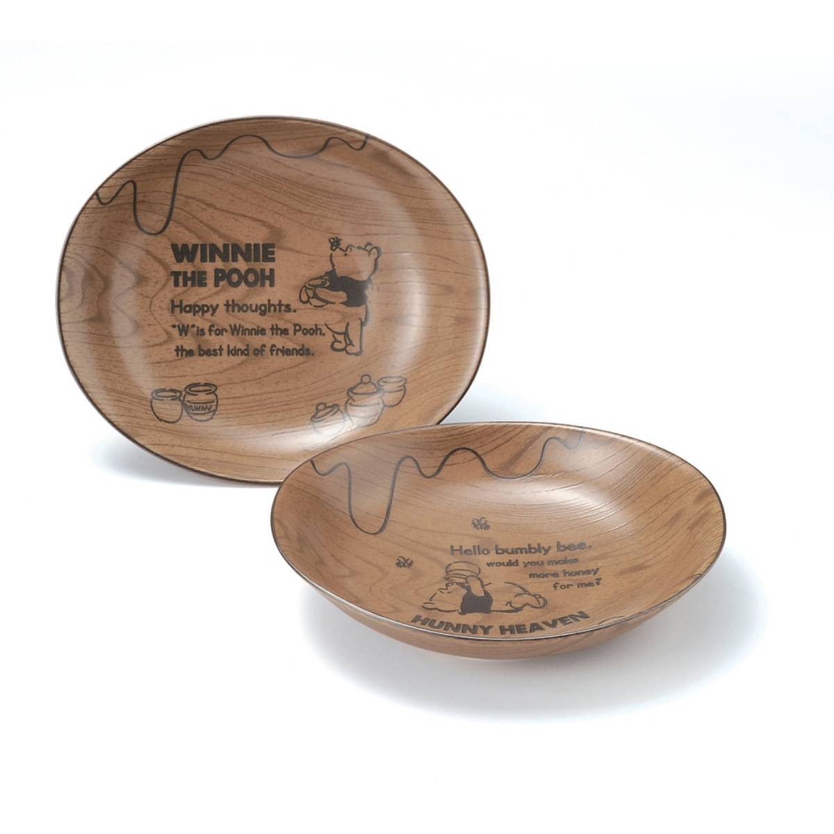 DISNEY© Winnie the Pooh Woodgrain Oval Plate (Japan Edition)