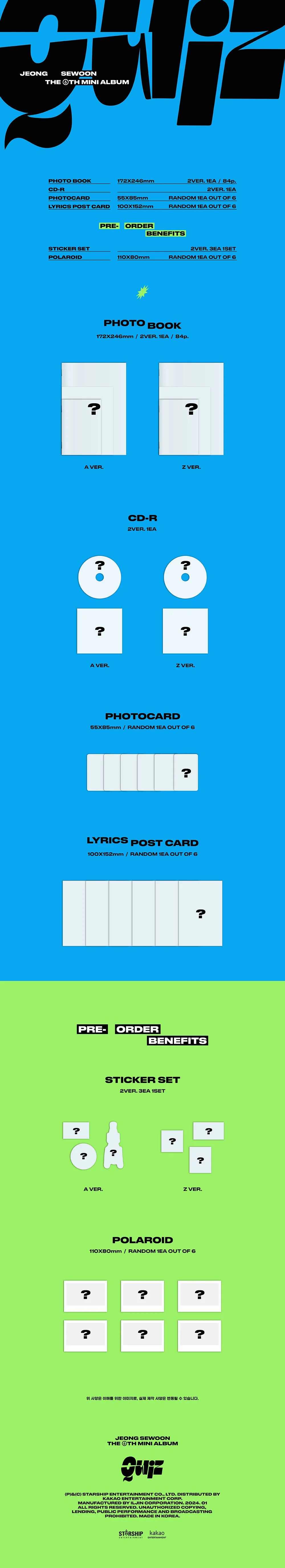 JEONG SEWOON - QUIZ 6TH MINI ALBUM