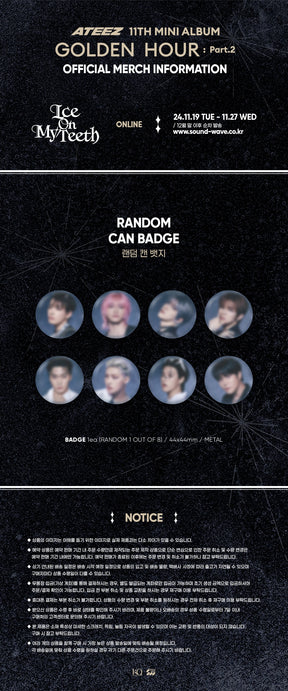 ATEEZ POP-UP - GOLDEN HOUR Part.2 (MD RANDOM CAN BADGE)