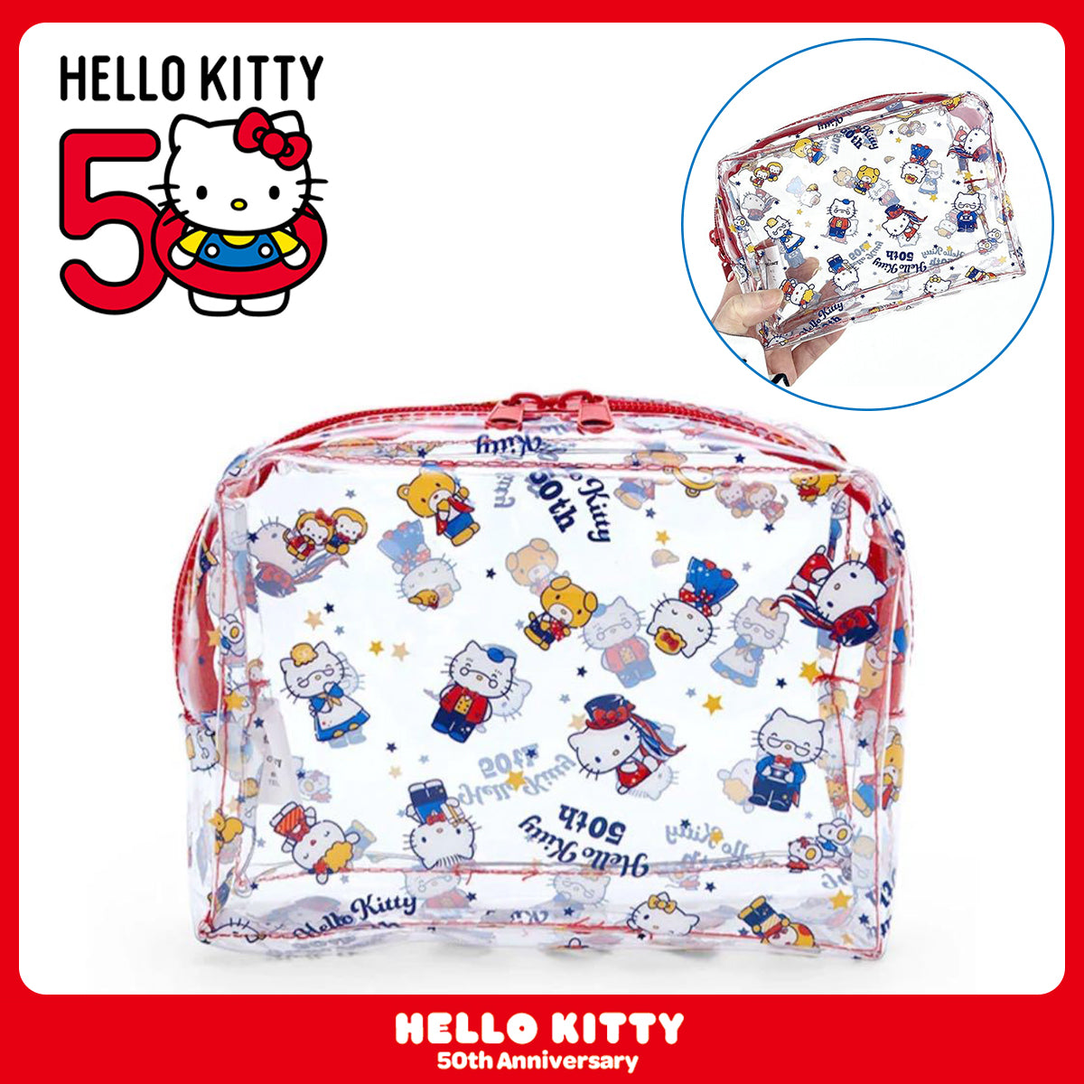 SANRIO Hello Kitty 50th Anniversary Clear Pouch