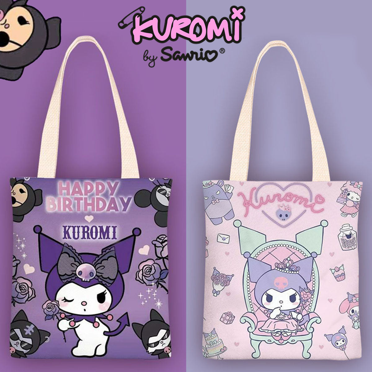 SANRIO© Kuromi Tote Bag with Zip