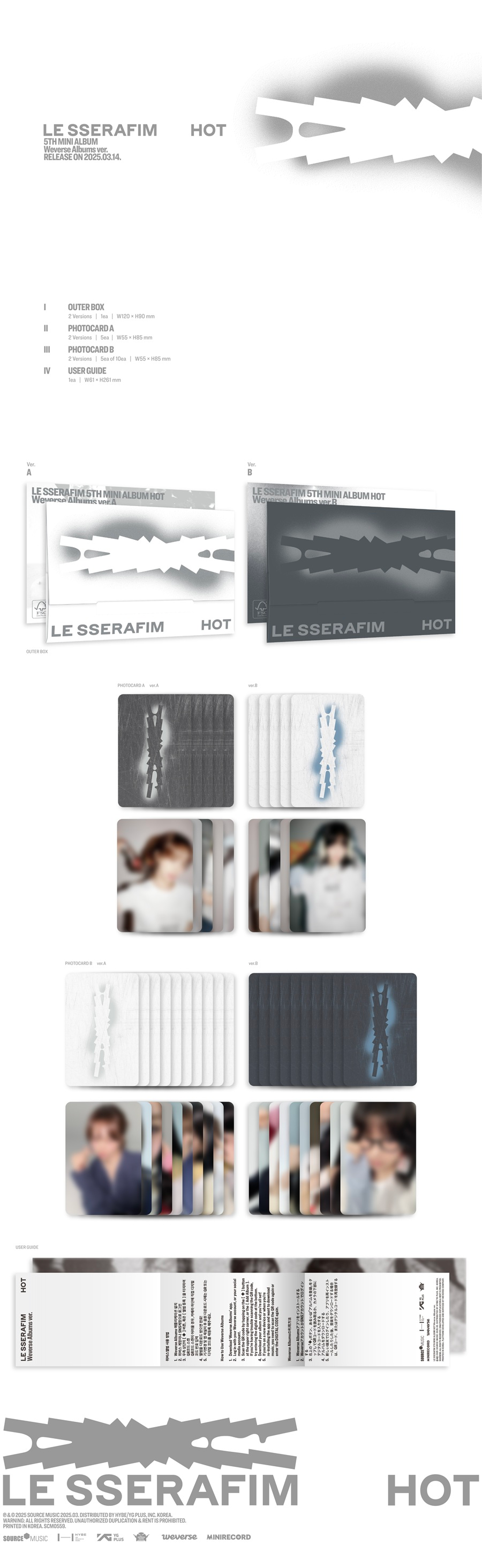 LE SSERAFIM 5TH MINI ALBUM - 'HOT' (WEVERSE ALBUMS VER.)