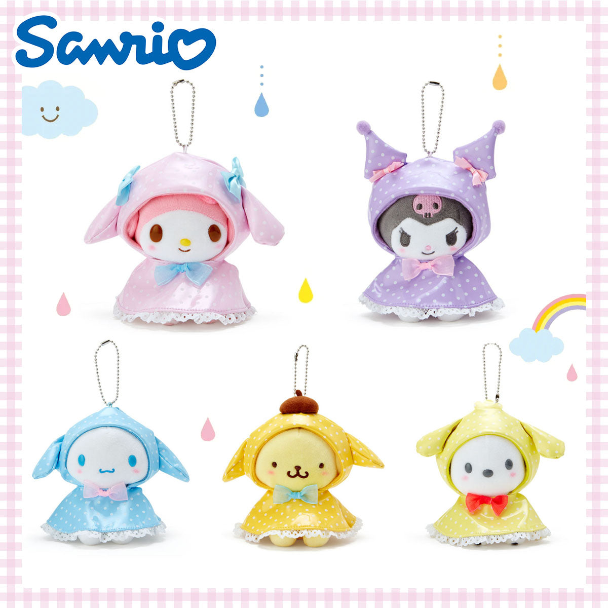 SANRIO© Characters with Raincoat Hanging Plush (Japan Edition)