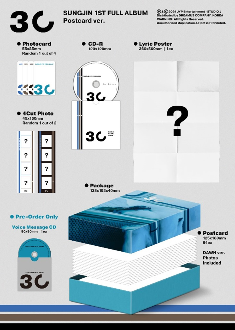 SUNGJIN (DAY6) 1ST FULL ALBUM - 30 (POSTCARD VERSION)