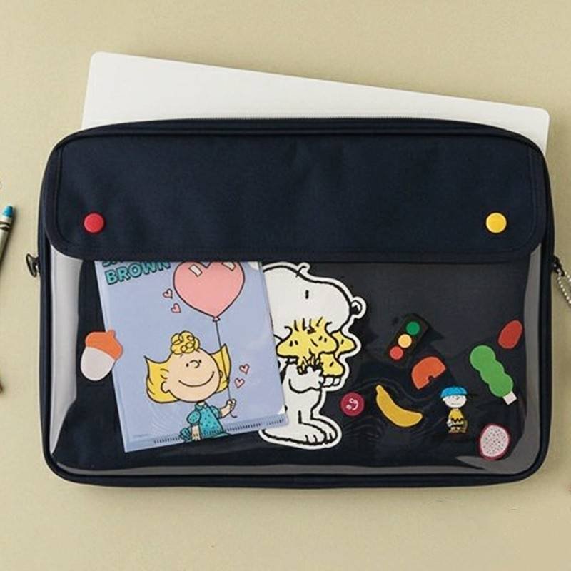 PEANUT SNOOPY 3 Size Computer Bag 11" 13" 15" White / Navy Blue