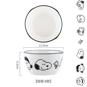 PEANUT SNOOPY© Black / White Bowl with Spoon