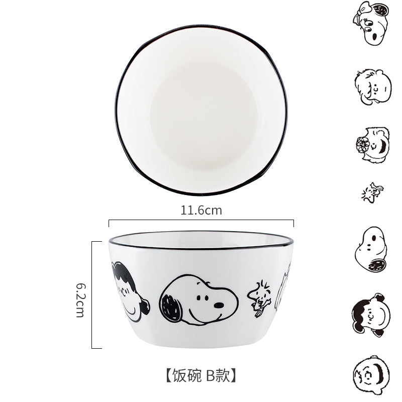 PEANUT SNOOPY© Black / White Bowl with Spoon