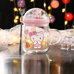 SANRIO© Hello Kitty Glass Mug with Lid & Spoon