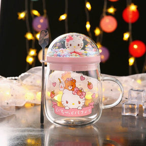 SANRIO© Hello Kitty Glass Mug with Lid & Spoon