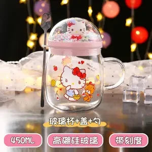 SANRIO© Hello Kitty Glass Mug with Lid & Spoon