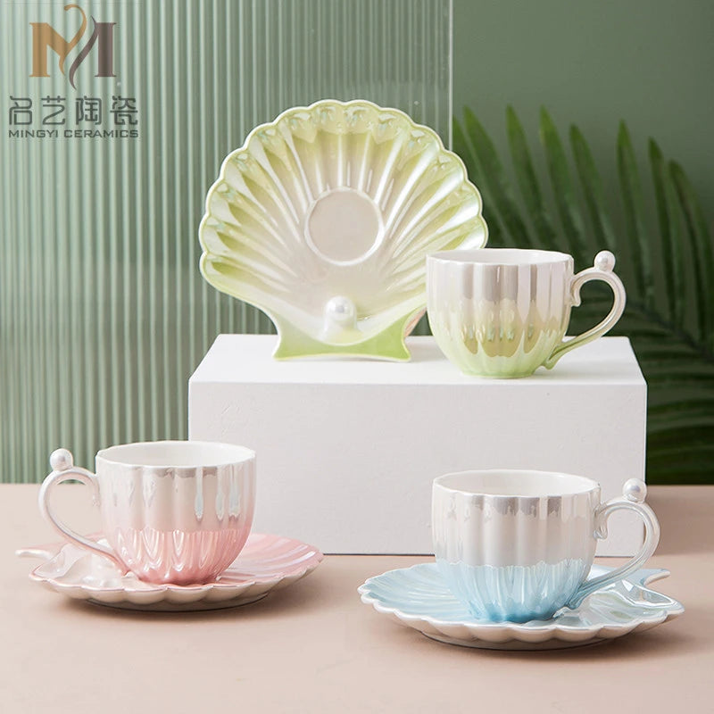 Shell with Pearl Tea Cup Set