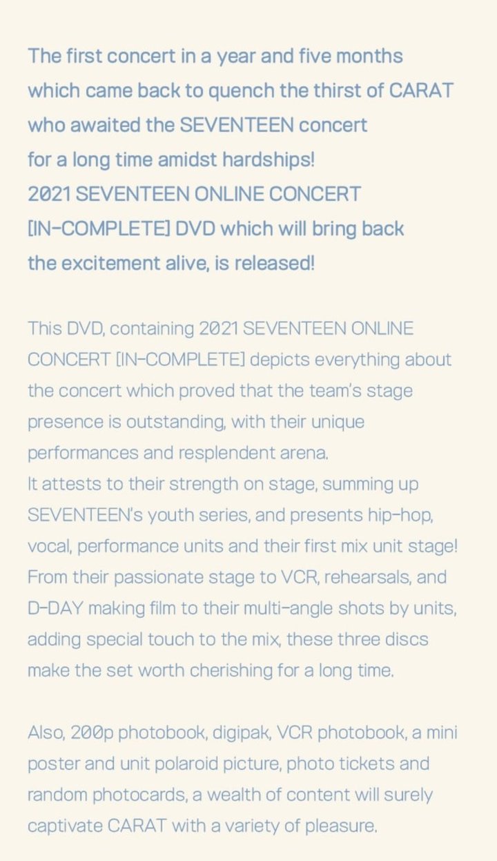 SEVENTEEN 2021 ONLINE CONCERT IN-COMPLETE (DVD) (KOREA VERSION)