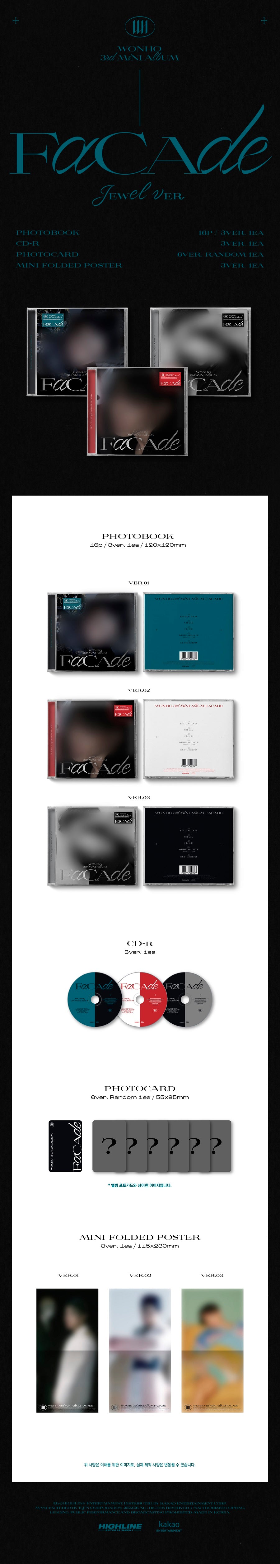 Won Ho Single Album Vol. 3 - FACADE (Jewel Version) (Random Version)